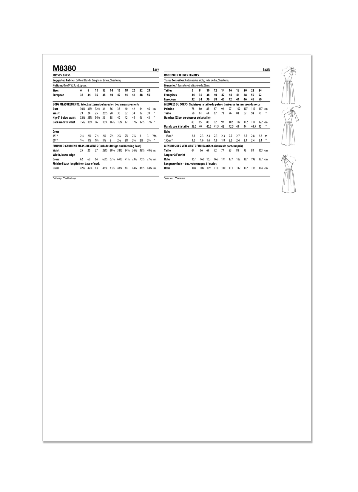McCall’s Misses Dress Sewing Pattern M8380
