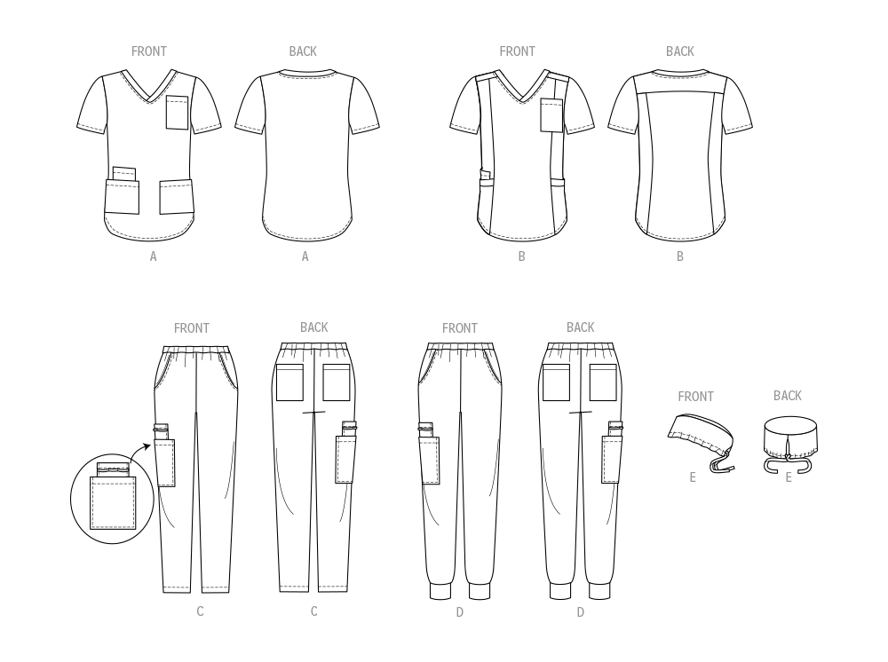 McCall’s Misses Knit Scrub Tops, Pants, Jogger And Cap Sewing Pattern M8421
