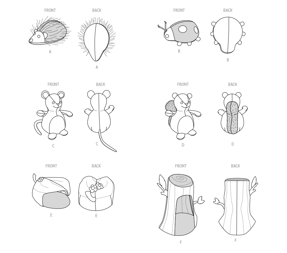 McCall’s Plush Animals With Leaf And Tree Houses Sewing Pattern M8469