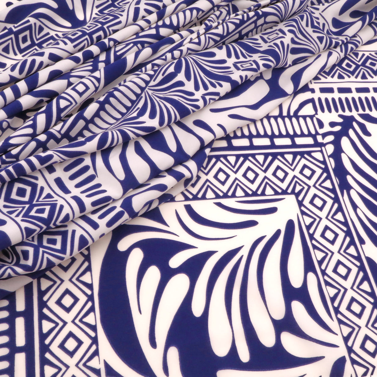 Magnolia Stretch Patchwork Light Dressmaking Fabric - Navy