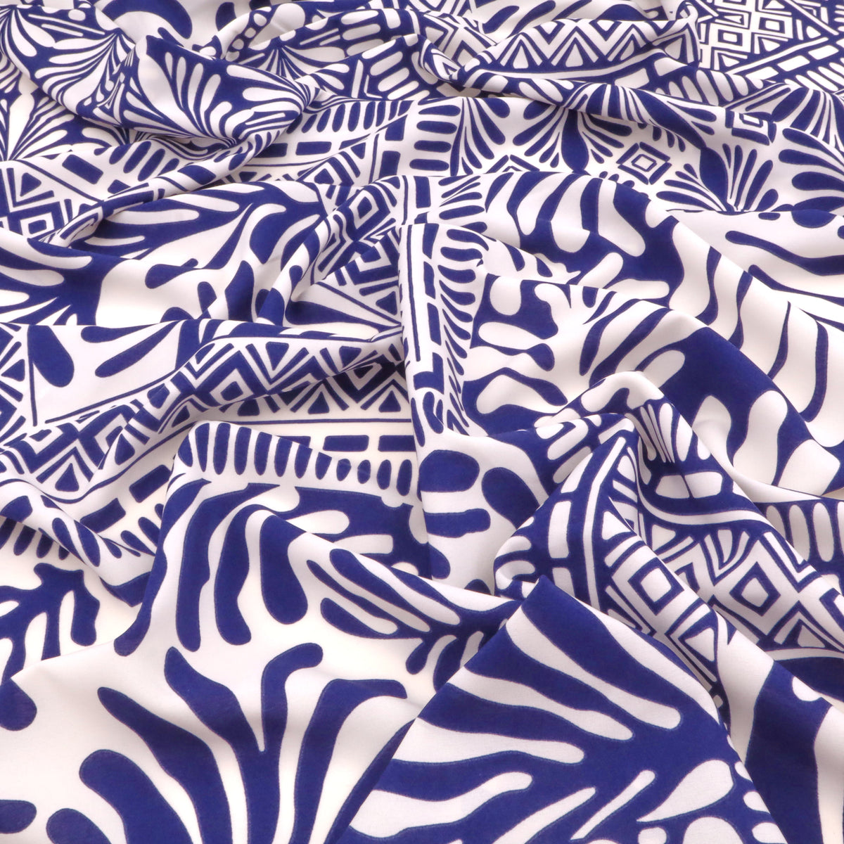 Magnolia Stretch Patchwork Light Dressmaking Fabric - Navy