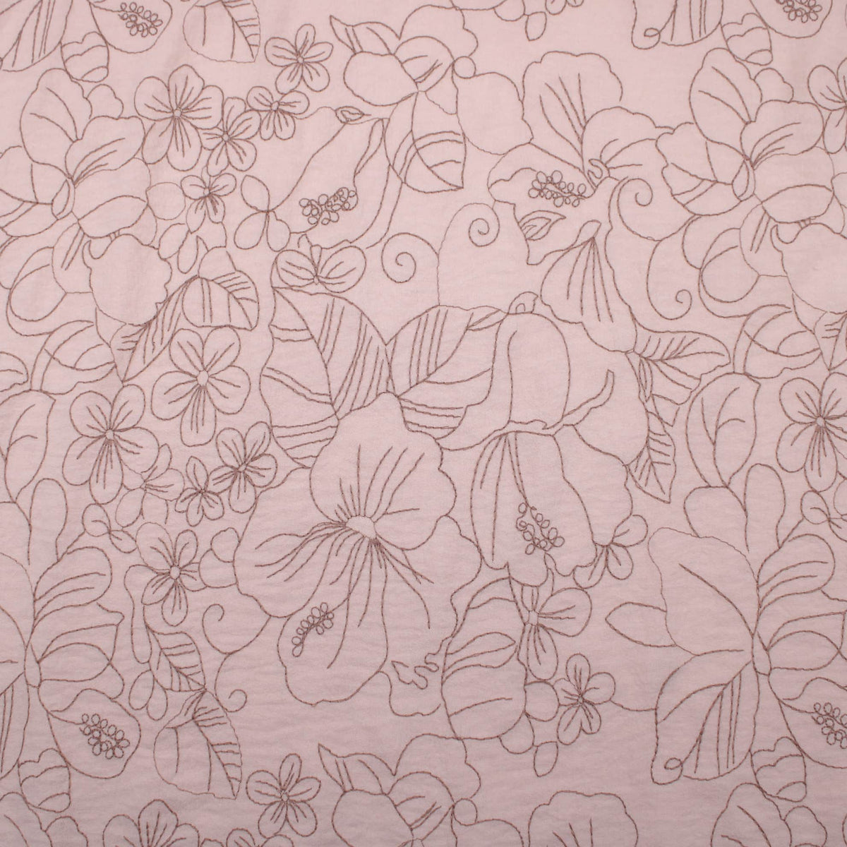 Mandy Printed Polyester Dressmaking Fabric - Floral Embroidery Natural