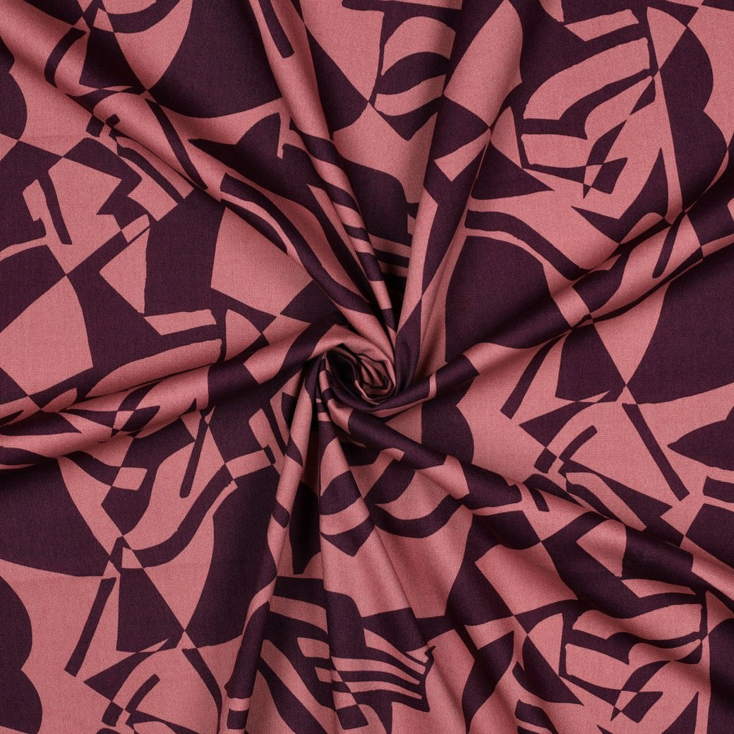Margo Printed Cotton Viscose Dressmaking Fabric - Rose & Plum Abstract