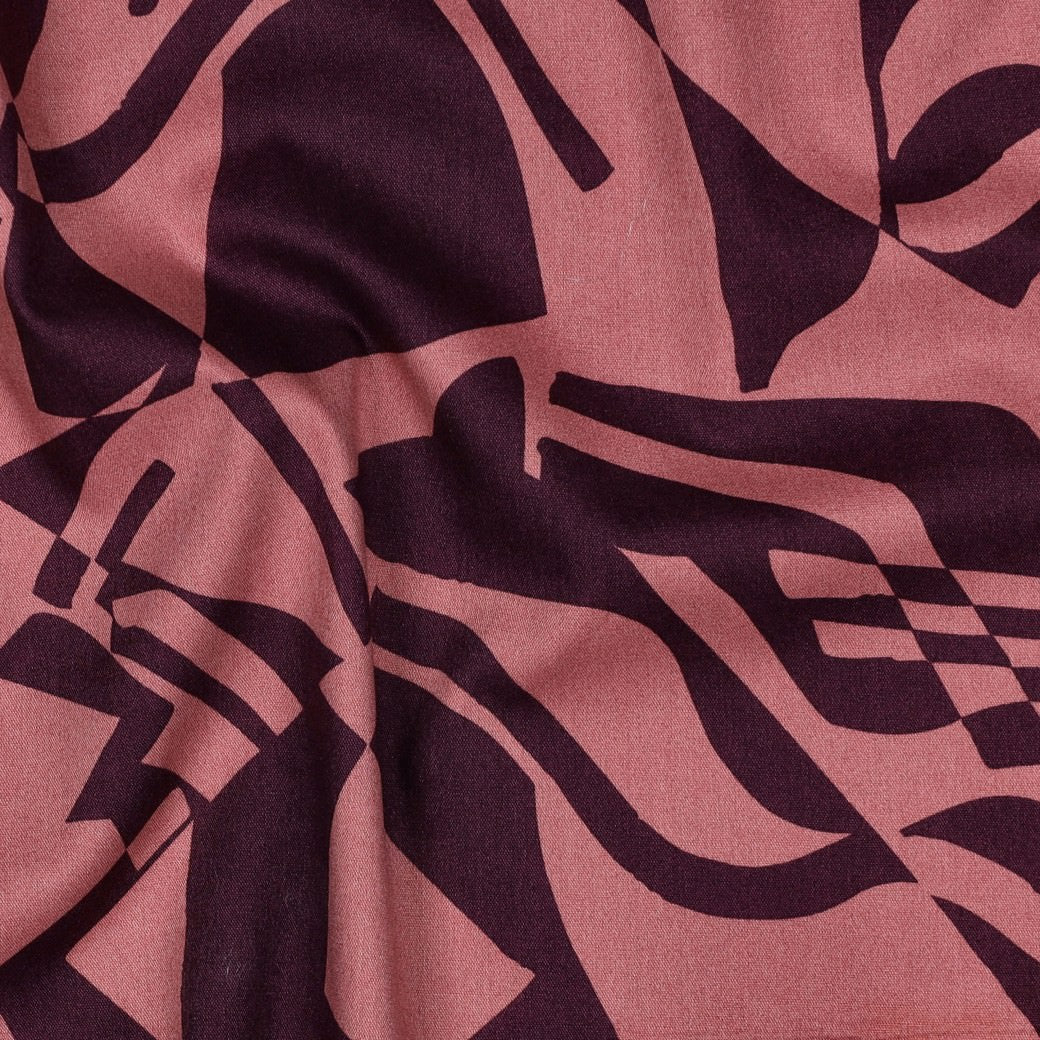 Margo Printed Cotton Viscose Dressmaking Fabric - Rose & Plum Abstract