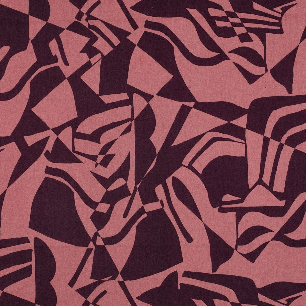 Margo Printed Cotton Viscose Dressmaking Fabric - Rose & Plum Abstract