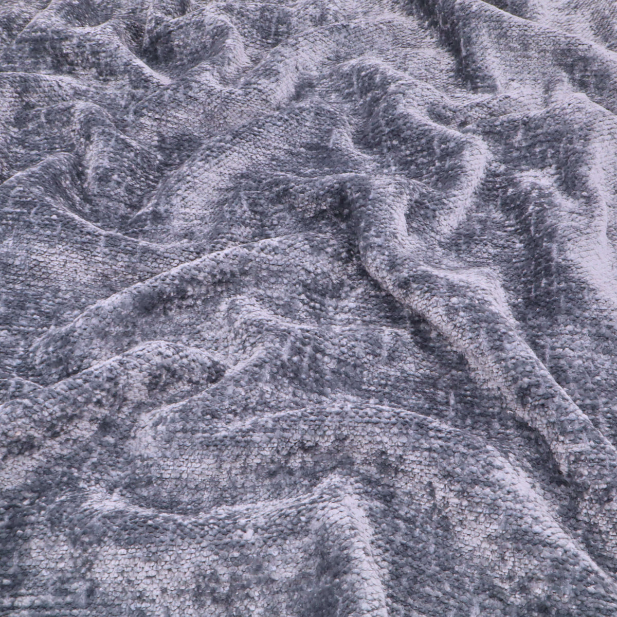 Marseille Thick Chenille Plain Textured Sofa Curtain Upholstery Fabric - Denim Blue