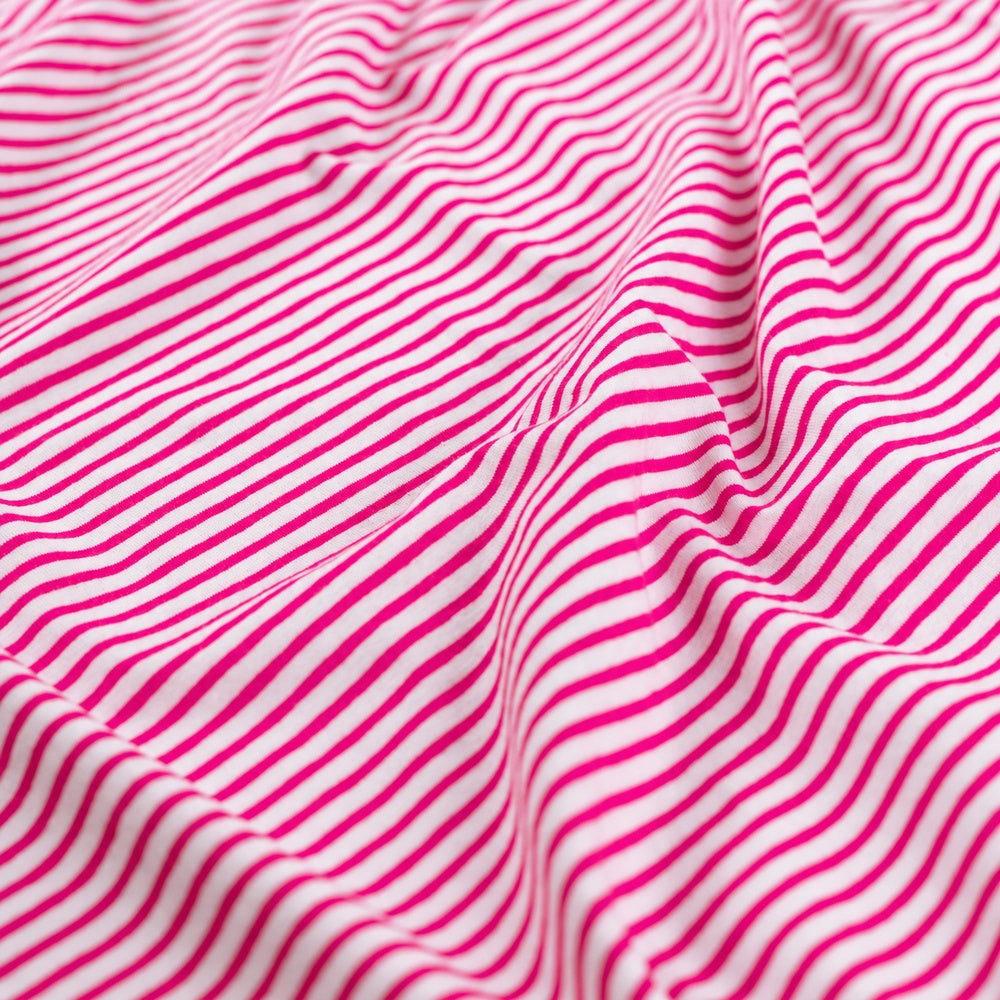 Medium Stripes Printed Cotton Jersey Dressmaking Fabric - Pink