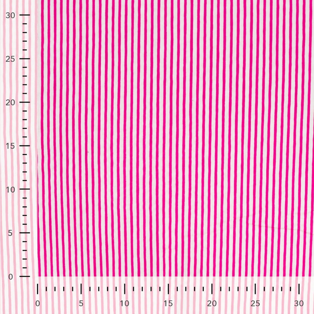 Medium Stripes Printed Cotton Jersey Dressmaking Fabric - Pink