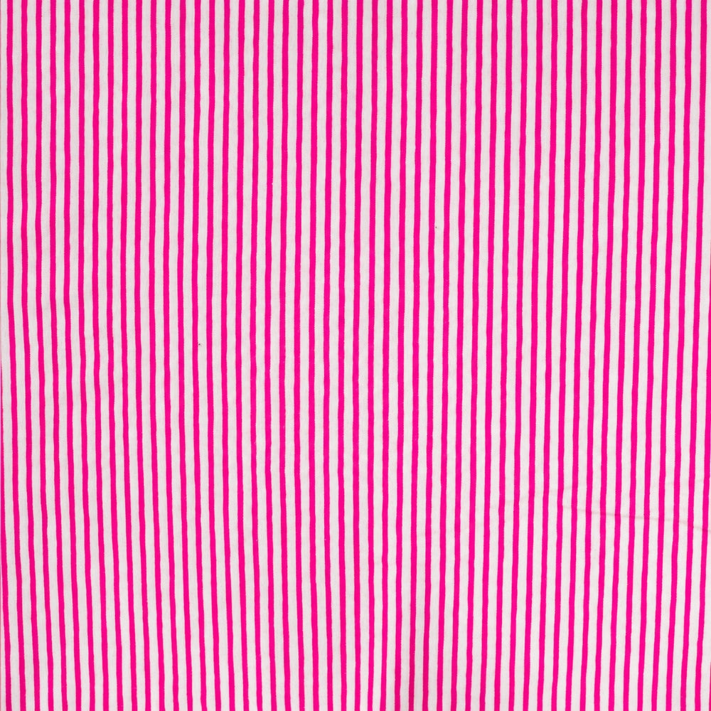 Medium Stripes Printed Cotton Jersey Dressmaking Fabric - Pink