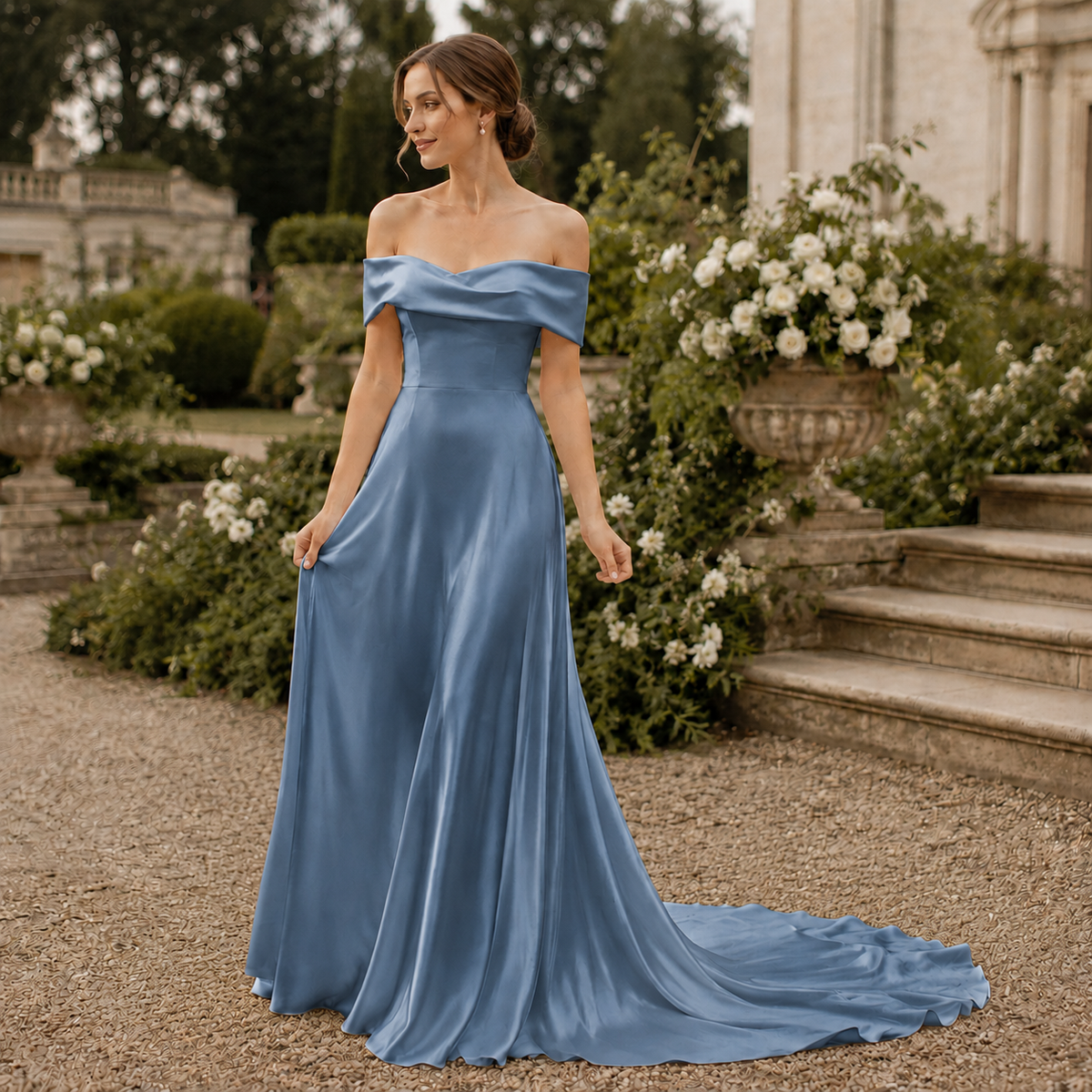 Mulberry Pure 100% Silk 22 Momme Luxury Bridal Fabric - Bondi Blue