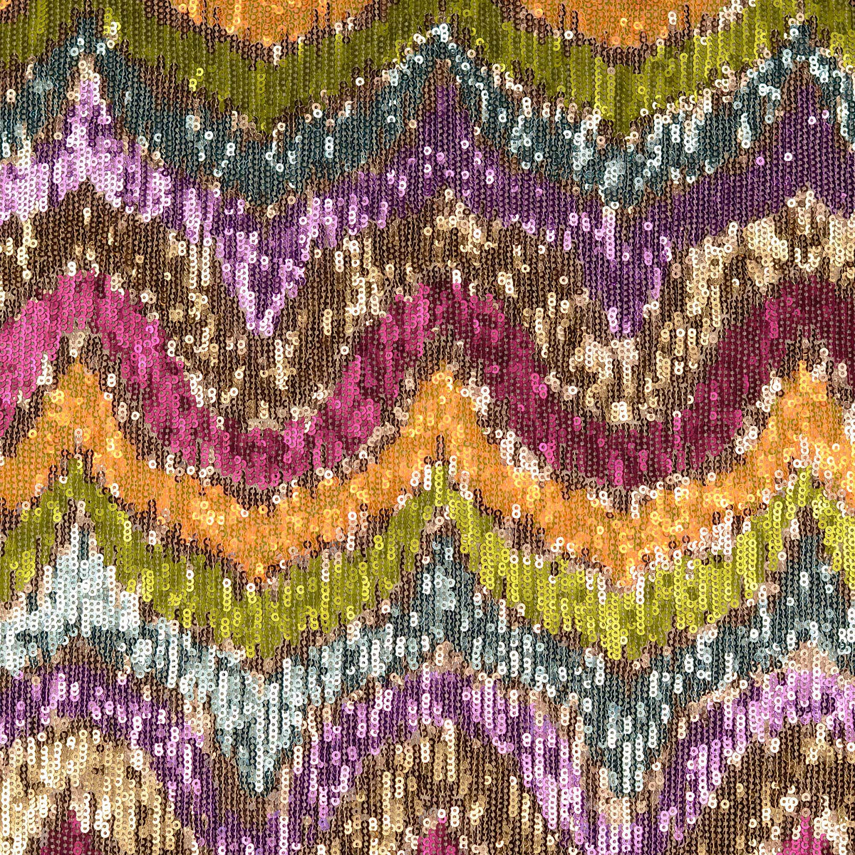 Party Zigzag Sequin Dressmaking Occasion Fabric - Multicoloured