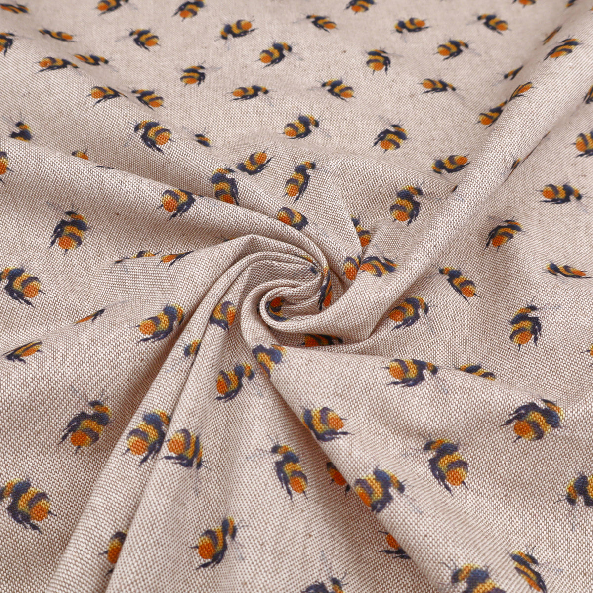 Printed Cotton Canvas Panama Light Upholstery Fabric - Bumblebees