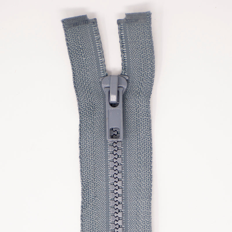 Delrin Chunky 30 Inch (75cm) Nylon Zipper Heavy-Duty Moulded Plastic Open-End Zip for Bags and Coats - Pearl Grey