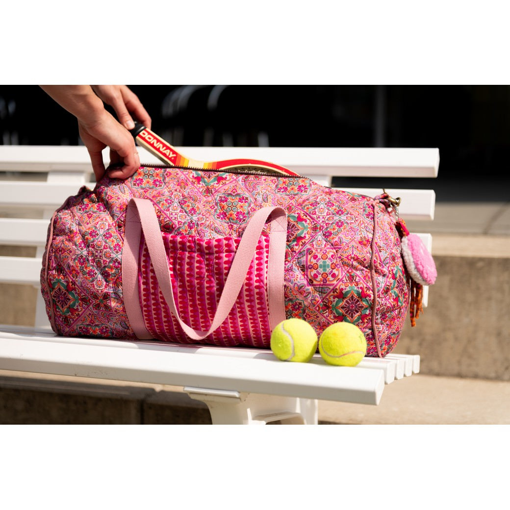 Reversible Quilted Cotton Voile Stepped Jacketing Fabric - Pink Patchwork