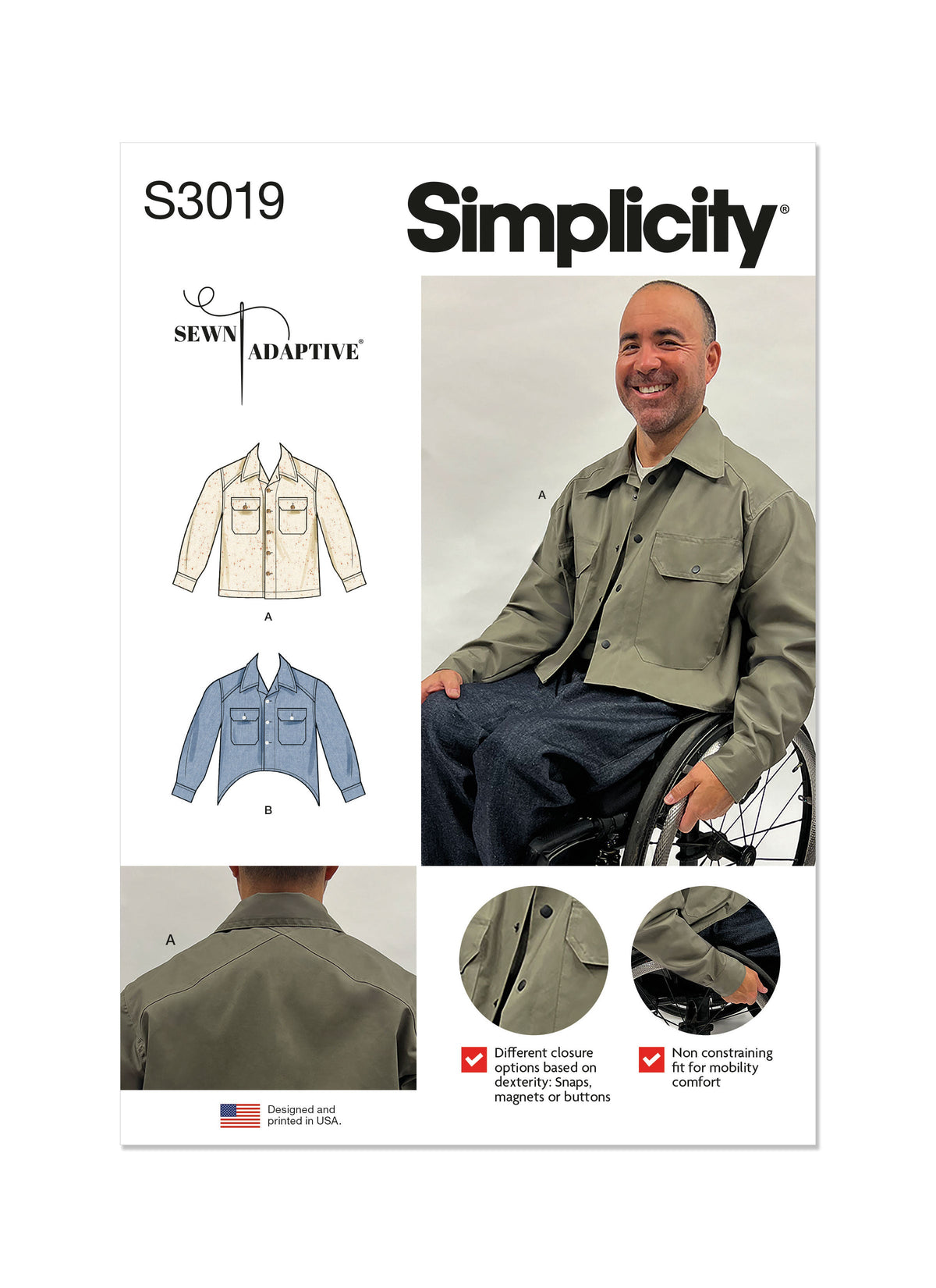 Simplicity Unisex Adaptive Shacket Sewing Pattern S3019A