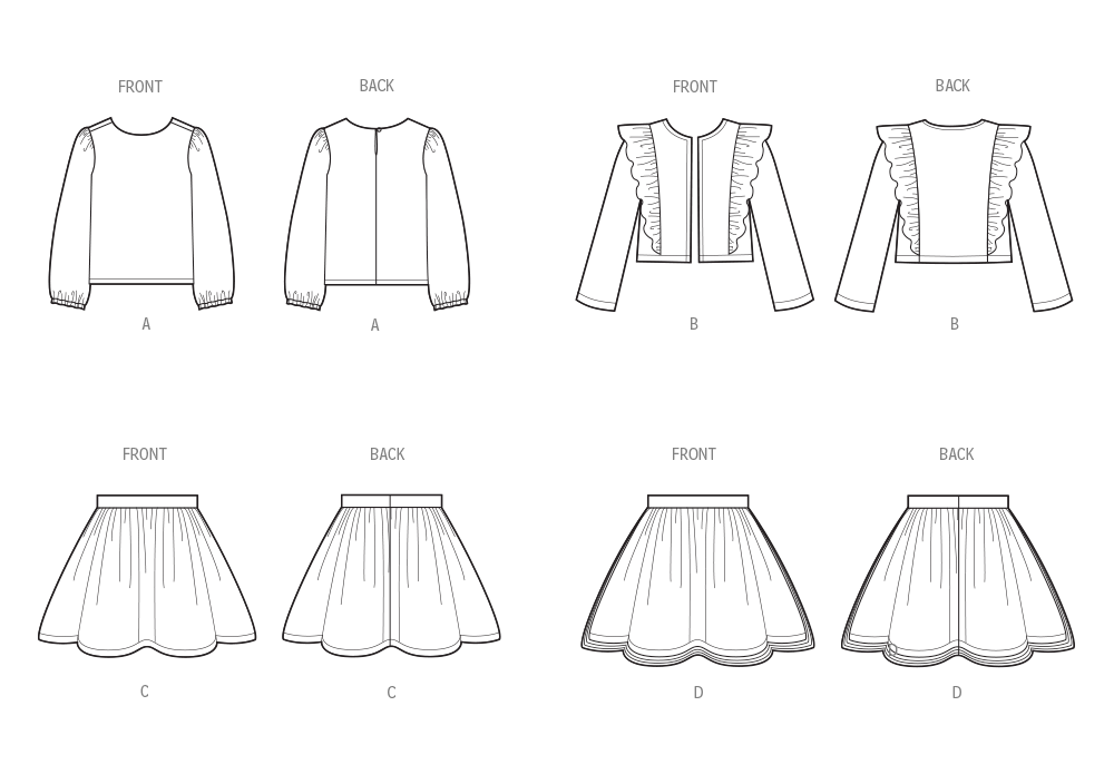Simplicity: Children's & Girl's Skirts, Jacket & Knit Top Pattern S3044