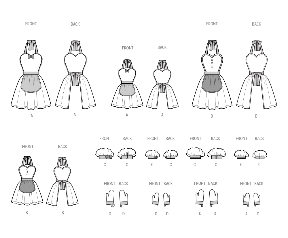 Simplicity: Children's & Misses Apron, Mitts & Hat Sewing Pattern S3050A