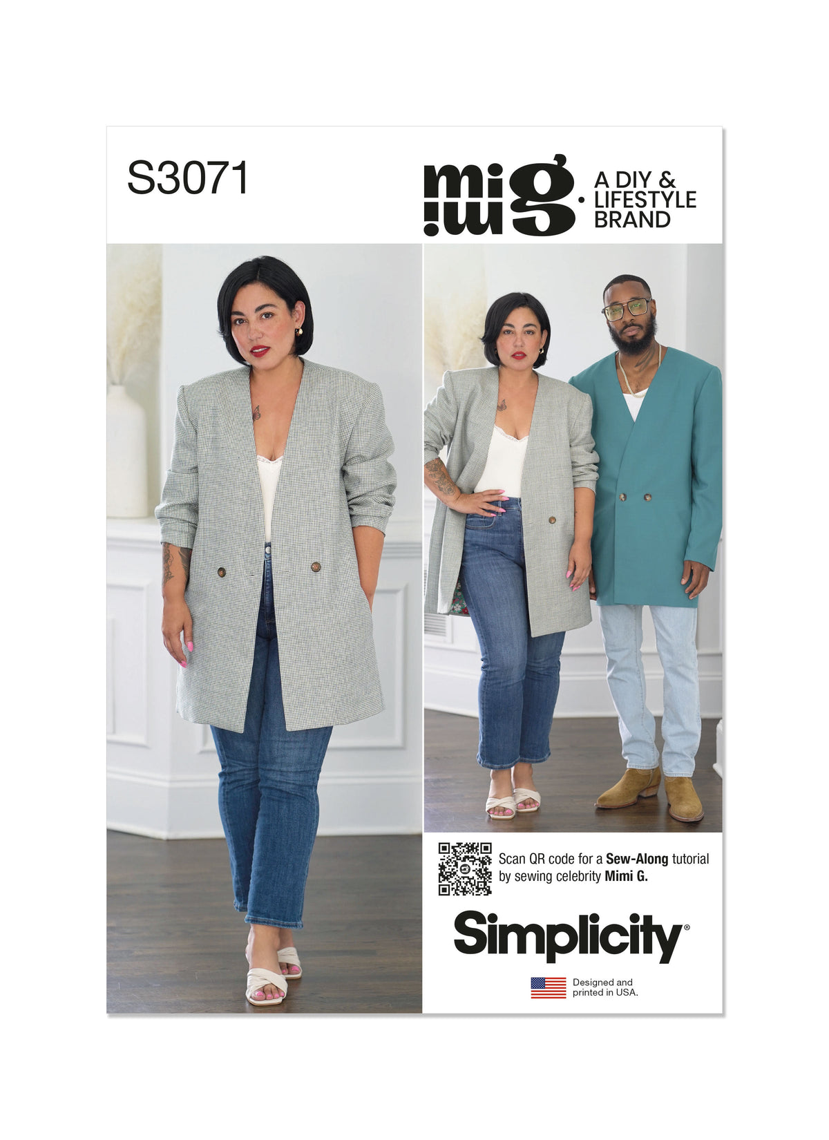 Simplicity Unisex Blazer by Mimi G Style Sewing Pattern S3071A