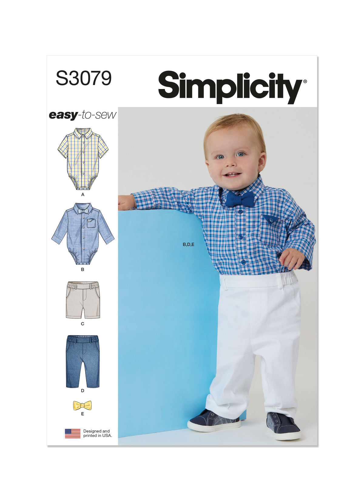 Simplicity Babies Bodysuits, Shorts and Pants Sewing Pattern S3079A