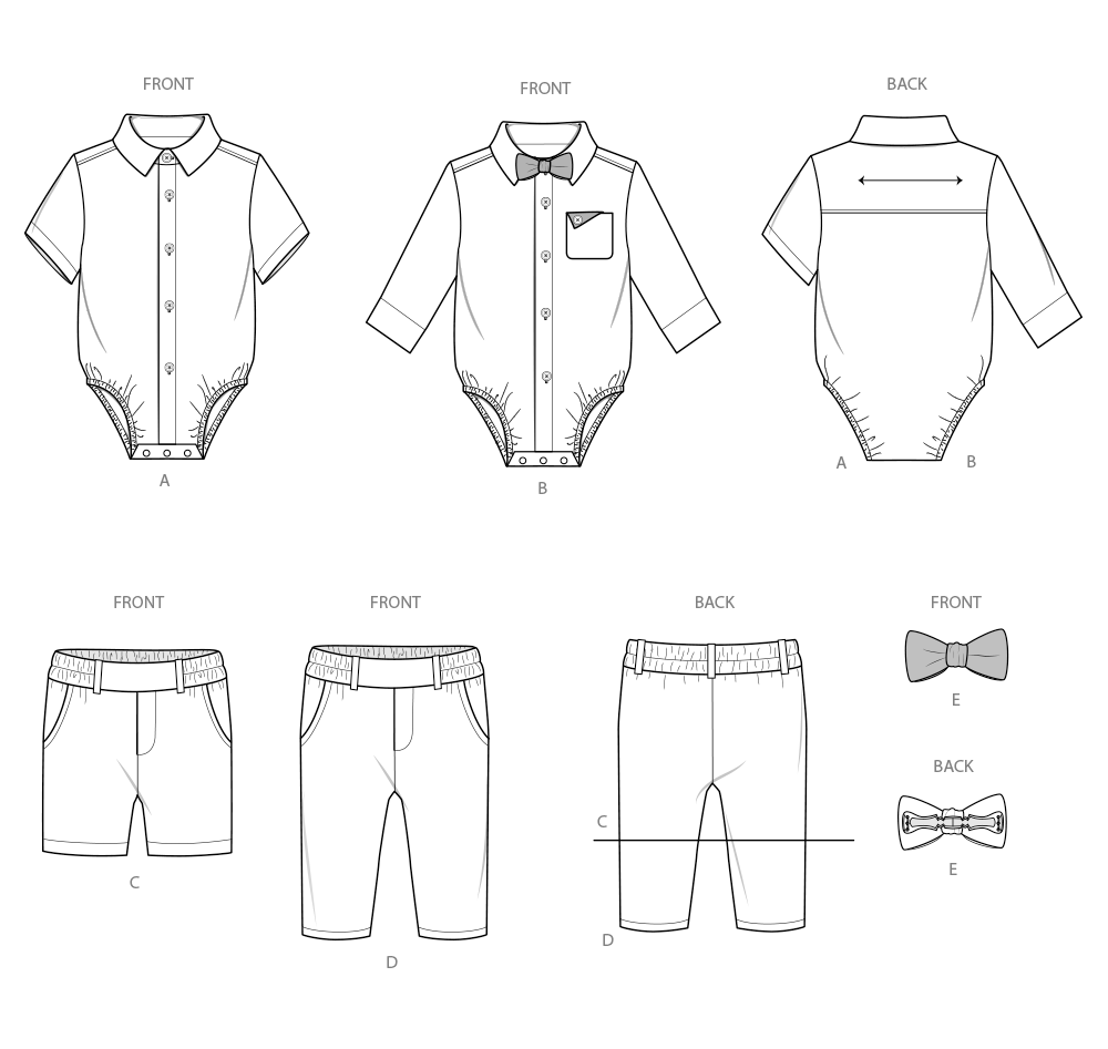 Simplicity Babies Bodysuits, Shorts and Pants Sewing Pattern S3079A