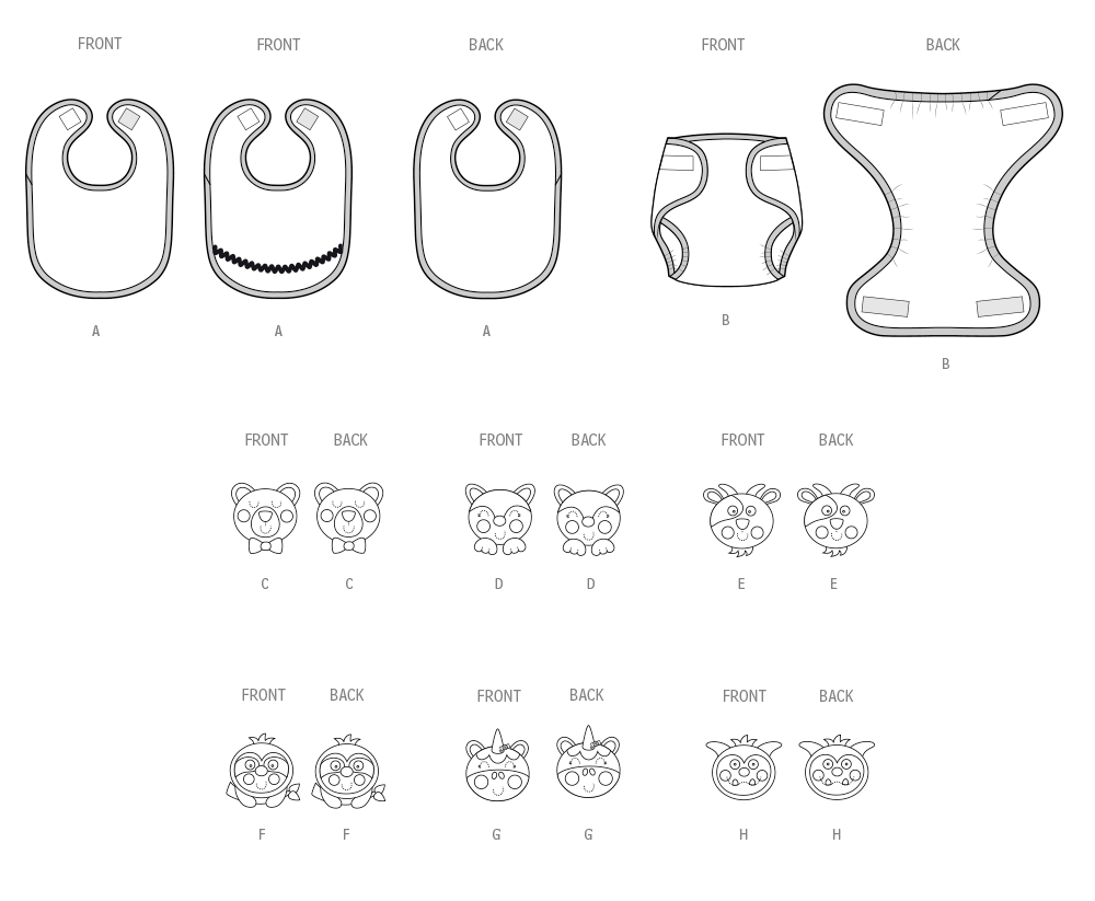 Simplicity: Babies Bibs & Diaper Cover Sewing Pattern S3093OS