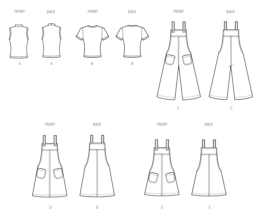 Simplicity Misses Knit Tops, Overalls & Jumper Sewing Pattern S3125