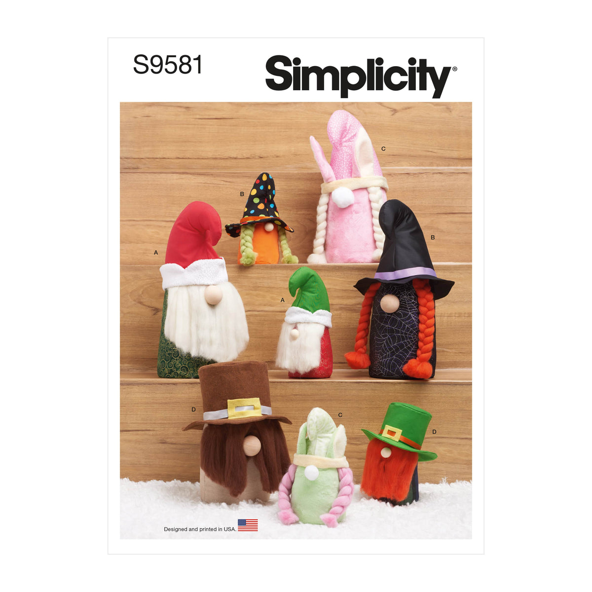 Simplicity Plush Gnomes in Two Sizes Sewing Pattern S9581 OS