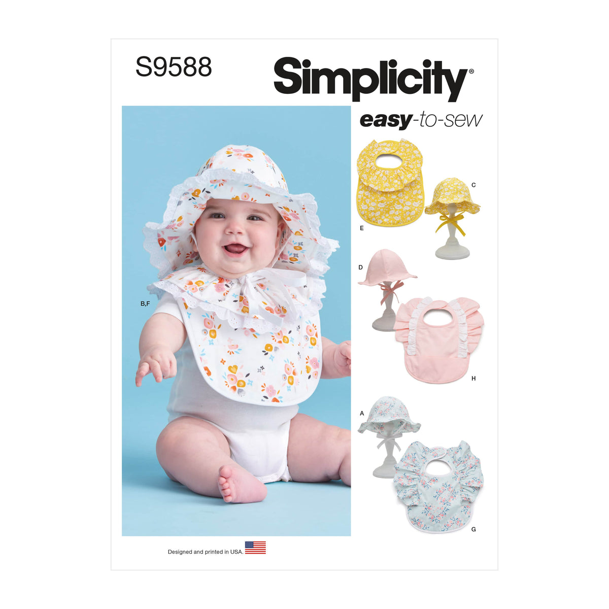 Simplicity Babies Hats and Bibs Sewing Pattern S9588 A