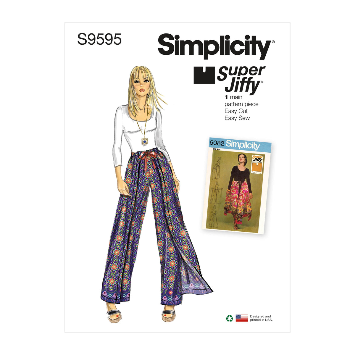 Simplicity Misses Super Jiffy Wrap and Tie Pantskirt Sewing Pattern S9595 OS