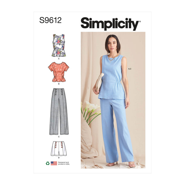 Simplicity Misses Tops, Pants and Shorts Sewing Pattern S9612