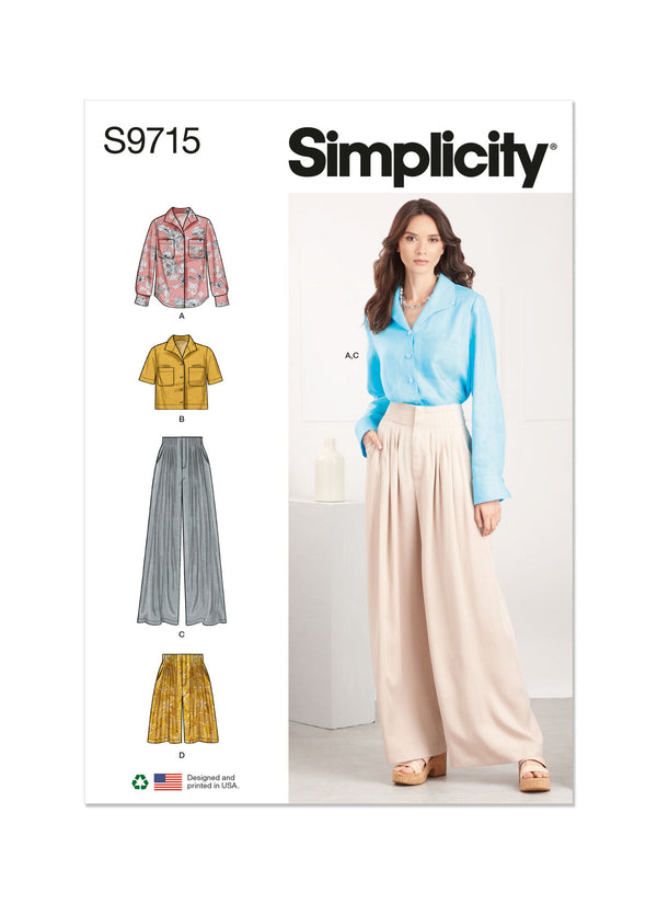 Simplicity Misses Shirt, Pants & Shorts Sewing Pattern S9715