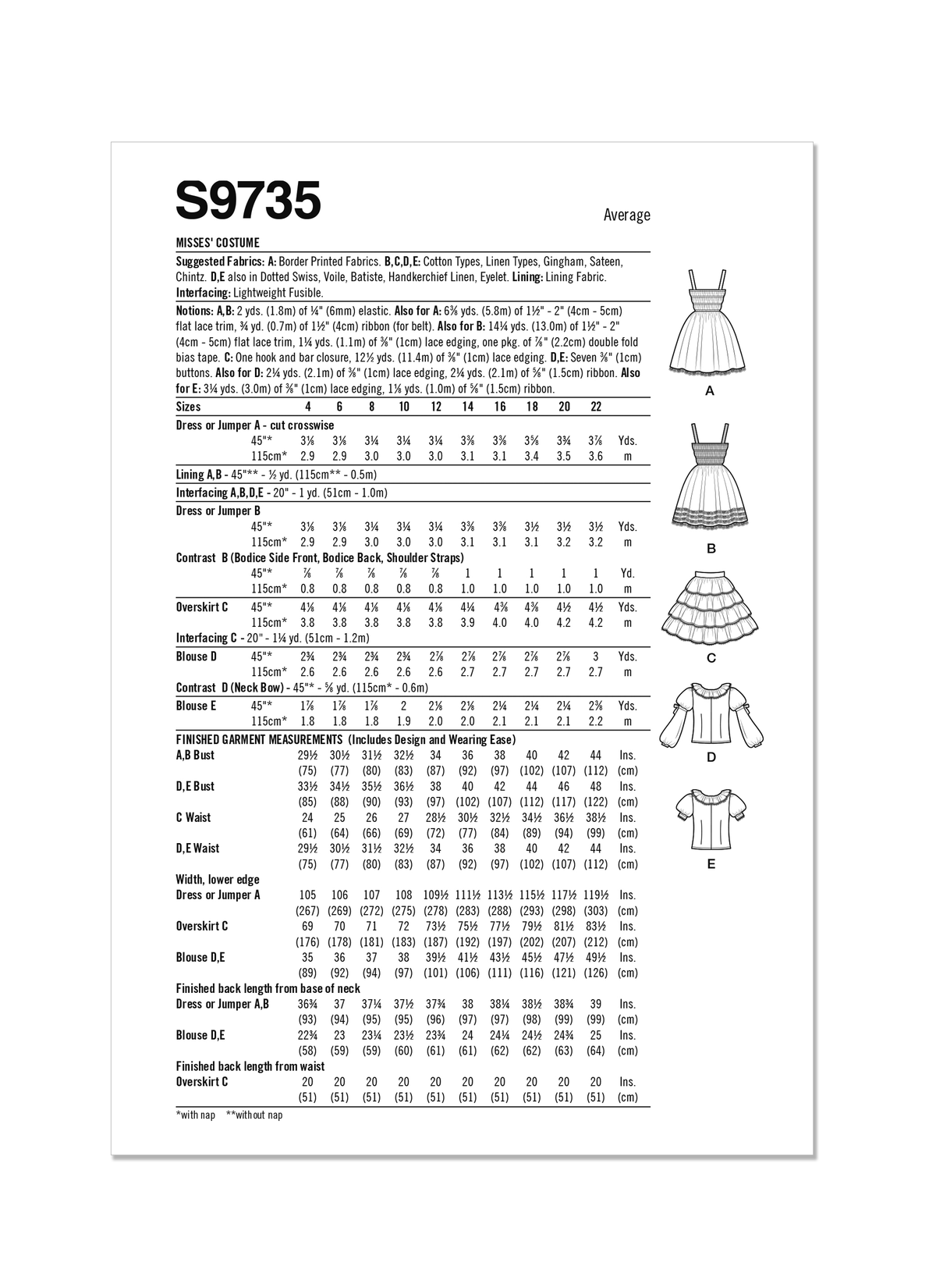 Simplicity Misses Pullover Dress Costume Sewing Pattern S9735