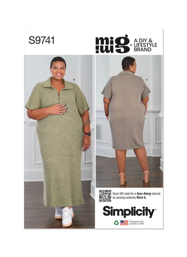 Simplicity Womens Knit Dress in Two Lengths by Mimi G Style Sewing Pattern S9741