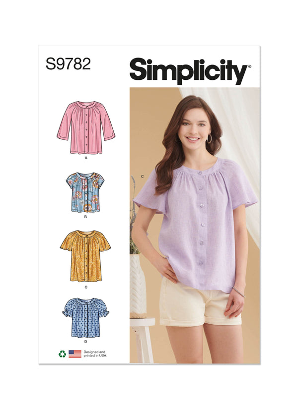 Simplicity Misses Tops Sewing Pattern S9782