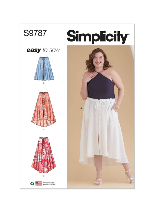 Simplicity Womens Skirt With Hemline Variations Sewing Pattern S9787