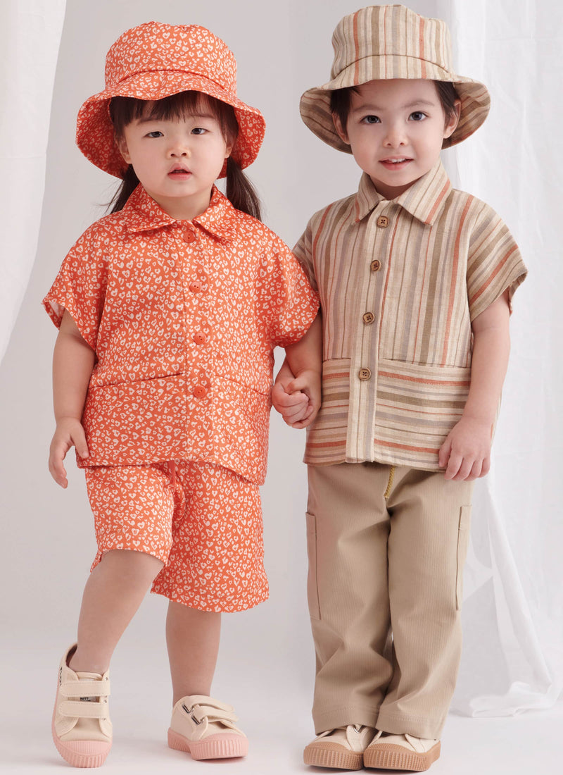 Simplicity Toddlers Top, Pants, Shorts and Hat in Three Sizes Sewing Pattern S9798 A (1/2-1-2-3-4)