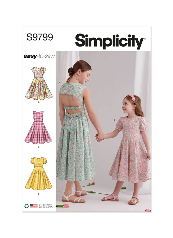 Simplicity Childrens and Girls Dresses Sewing Pattern S9799