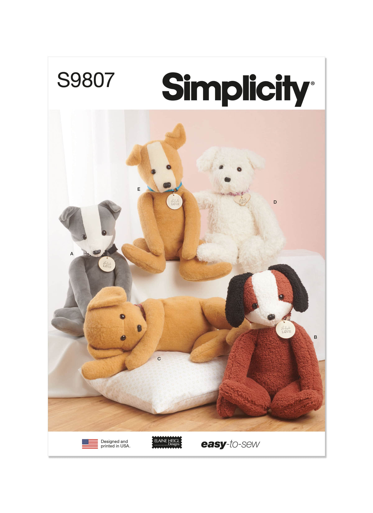 Simplicity Poseable Plush Animals by Elaine Heigl Designs Sewing Pattern S9807 OS