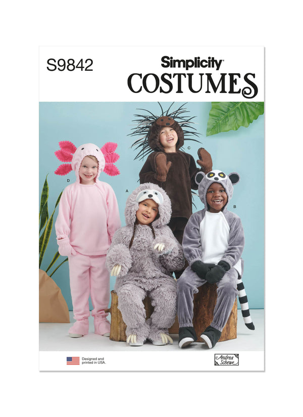 Simplicity Childrens Animal Costumes by Andrea Schewe Designs Sewing Pattern S9842 A (3-4-5-6-7-8)