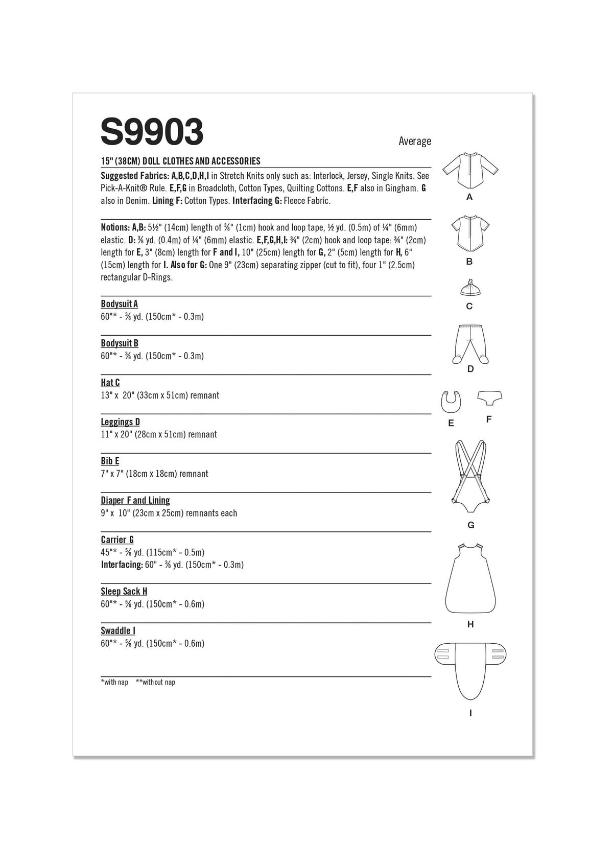 Simplicity 15” Doll Clothes and Accessories By Andrea Schewe Designs Sewing Pattern S9903 OS