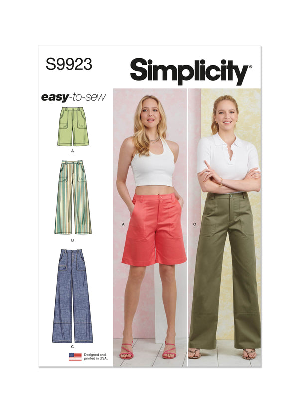 Simplicity Easy To Sew Misses Pants in Two Lengths and Shorts Sewing Pattern S9923