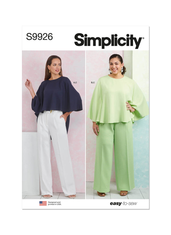 Simplicity Easy To Sew Misses and Womens Tops and Pants Sewing Pattern S9926