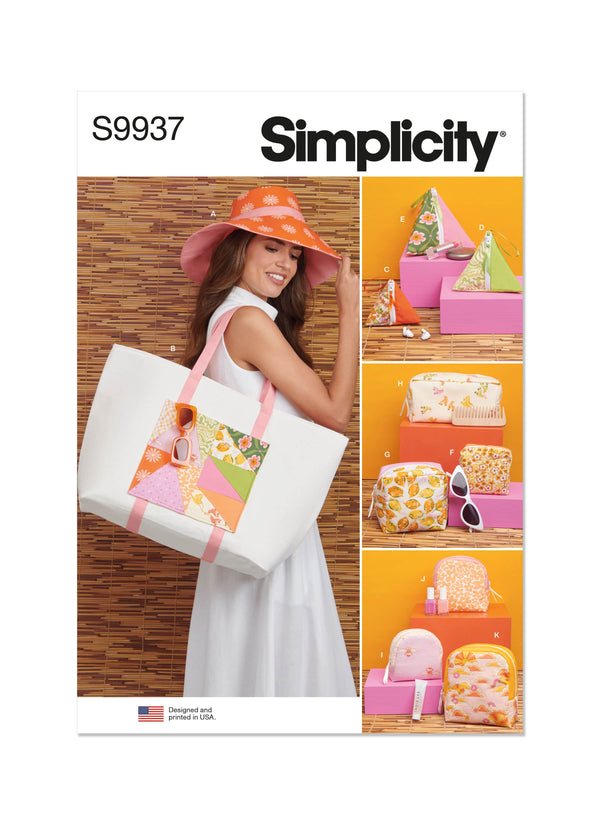 Simplicity Hat, Tote Bag and Zipper Cases Sewing Pattern S9937 A (ALL SIZES)