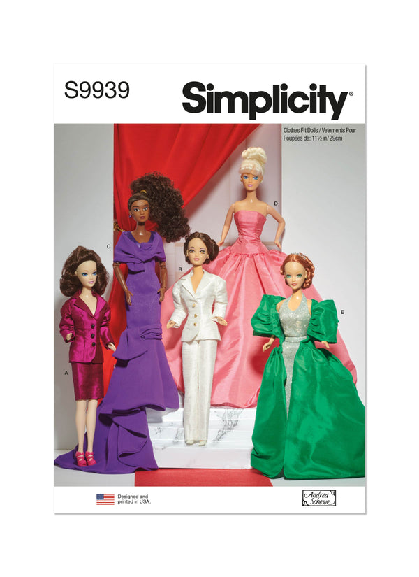 Simplicity 11 1/2” Fashion Doll Clothes by Andrea Schewe Designs Sewing Pattern S9939 OS 