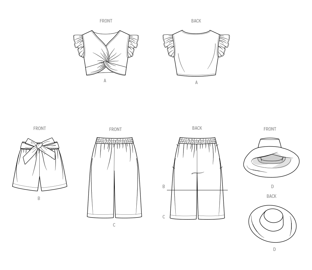Simplicity Toddlers' Shorts, Pants, Hat & Knit Top Sewing Pattern S9961A