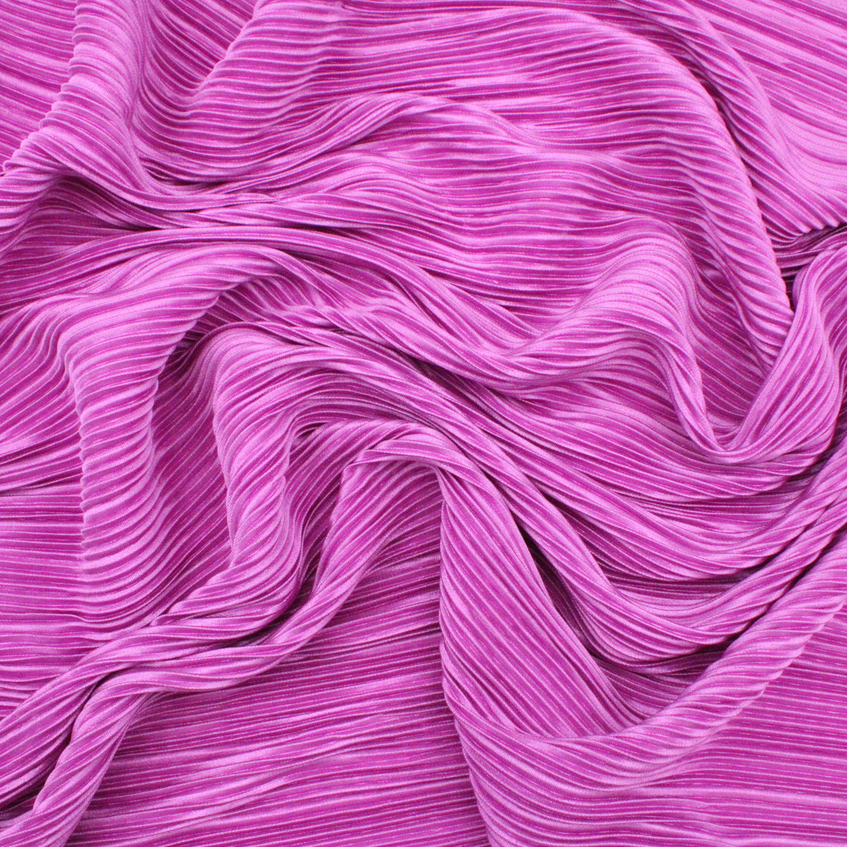 Satin Feel Cloque Crinkled Pleats Plisse Fabric - Cattleya Orchid