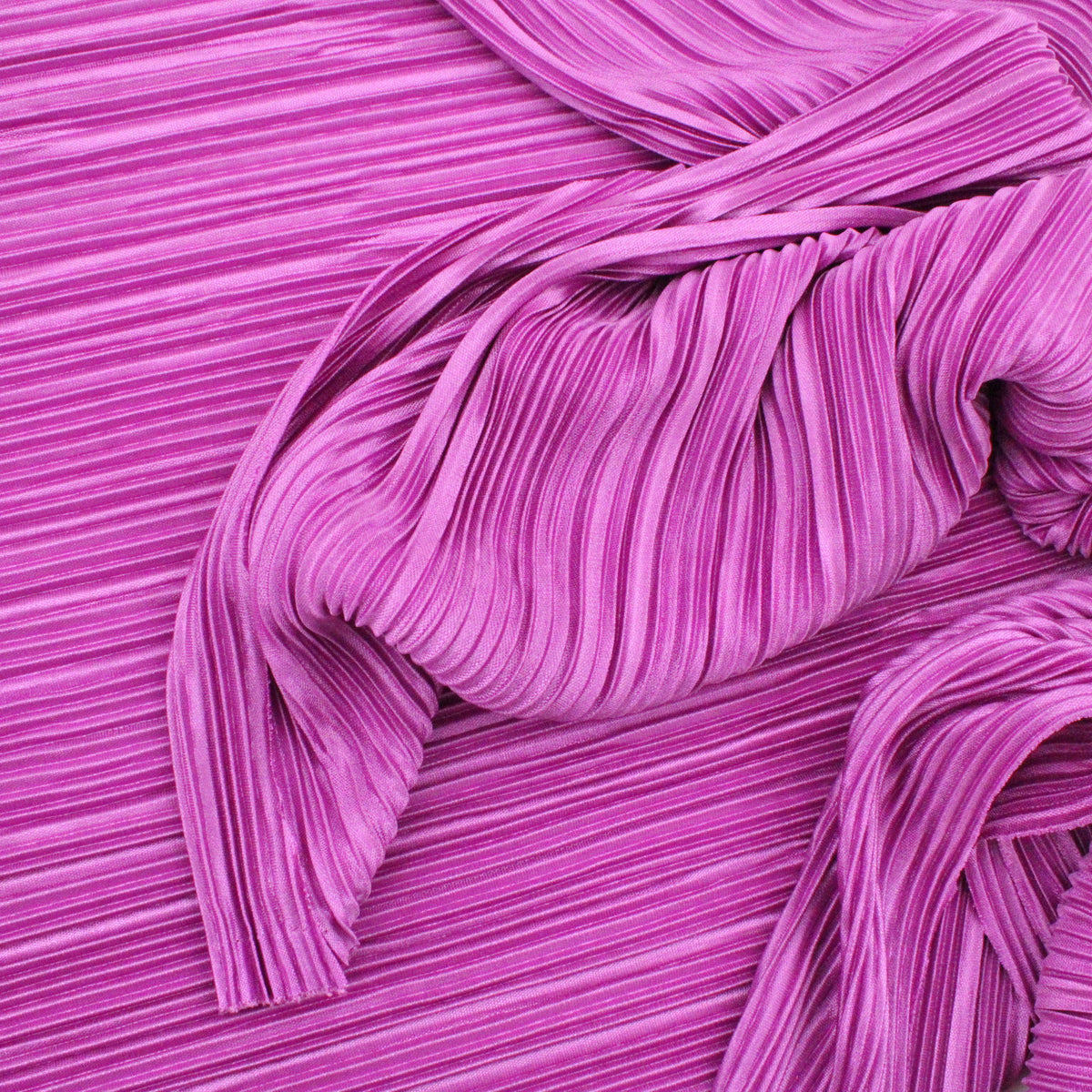 Satin Feel Cloque Crinkled Pleats Plisse Fabric - Cattleya Orchid