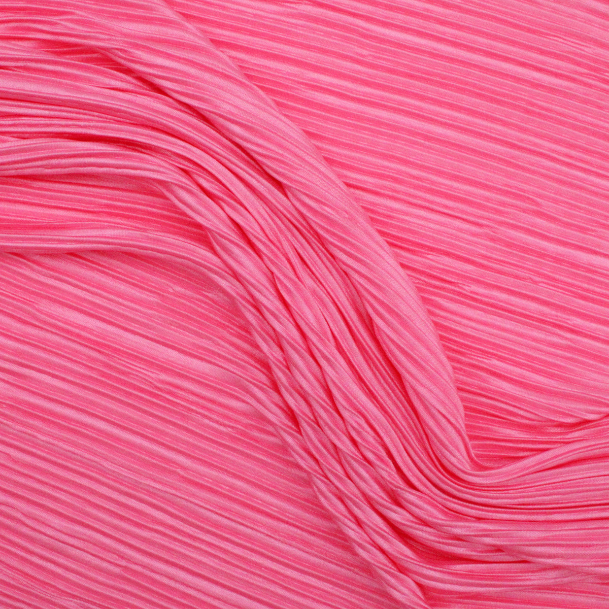 Satin Feel Cloque Crinkled Pleats Plisse Fabric - Azalea Pink
