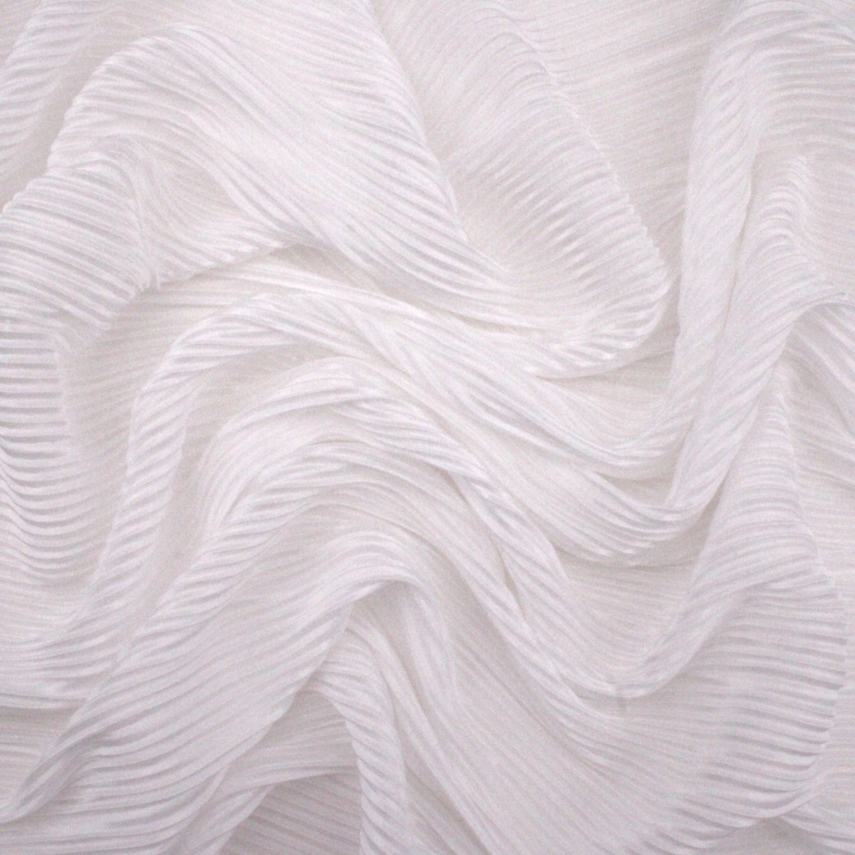 Satin Feel Cloque Crinkled Pleats Plisse Fabric - Ivory