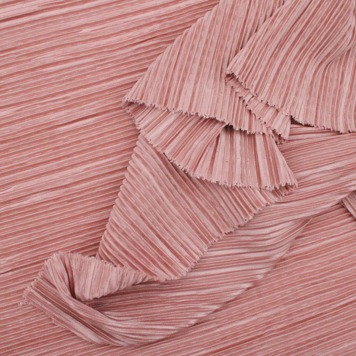 Satin Feel Cloque Crinkled Pleats Plisse Fabric - Mocha